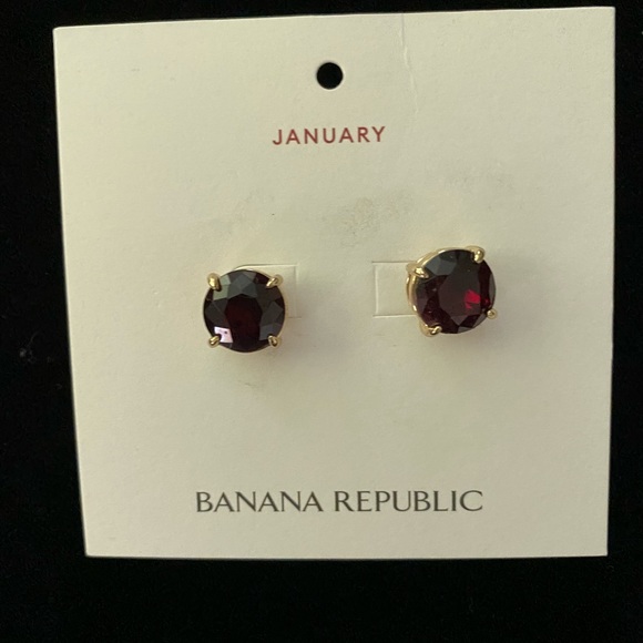 NEW Banana Republic Faux Garnet Pierced Earrings - Picture 2 of 3